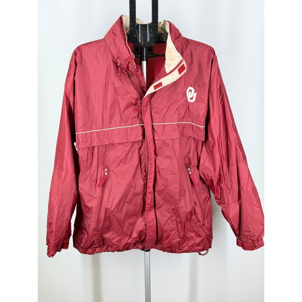 BT Player Oklahoma Sooners OU Windbreaker Jacket Mens Large Red Full Zip Mesh